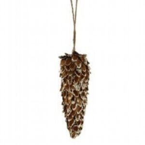 12cm hanging brown pinecone with gold glitter