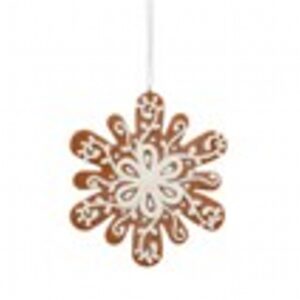 12cm hanging claydough gingerbread snowflake