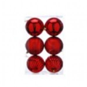 pack of 6 X 10cm mixed finish balls - red