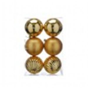 pack of 6 X 10cm mixed finish balls - classic gold