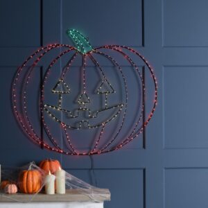 49cm lit flashing pumpkin silhouette