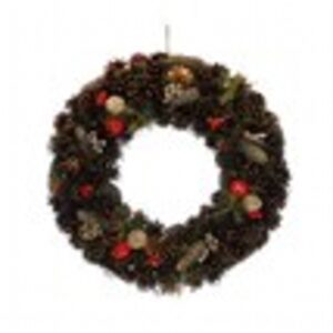 60cm red pinecone wreath