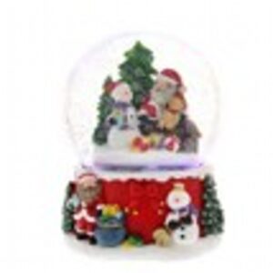 21cm bo santa/snowman snowglobe with lights/music