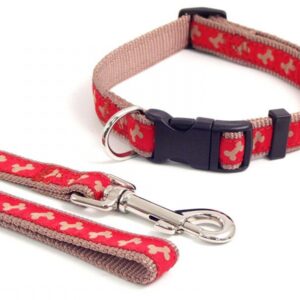 Red/Beige Bone Collar 10"- 14"  X 1/2"