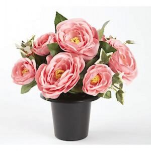 Oasis Grave Vase C/W Pink & Ivy