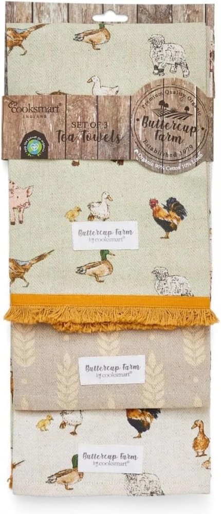 Buttercup Farm 3 Pack Tea Towels - Organic Cotton
