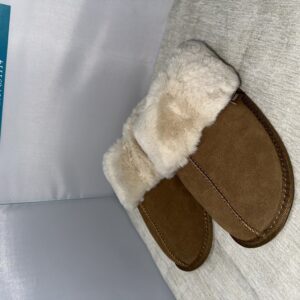 Totes Isotoner Suede Mule With Fur Cuff & Lining