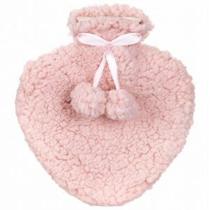 Heart Hot Water Bottle Faux Fur - Pink Teddy