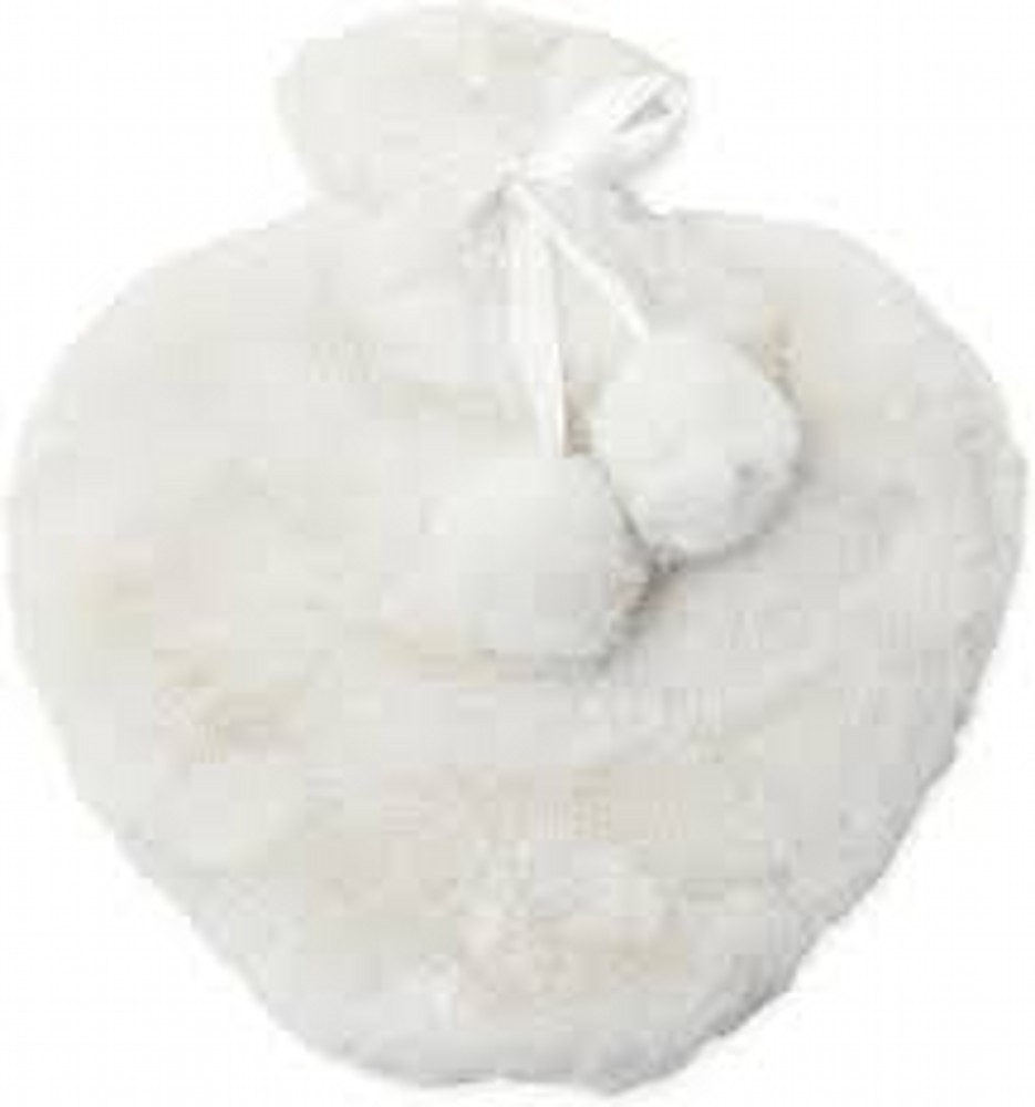 Heart Hot Water Bottle Faux Fur Cream