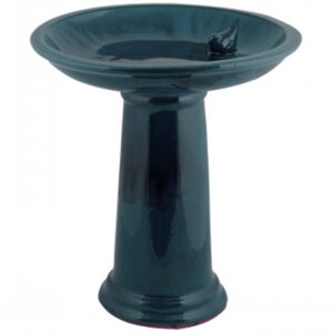 FB422 - CERAMIC BIRD BATH ON PEDESTAL BLUE