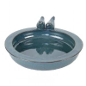 FB488 - BIRD BATH CERAMIC ROUND (PETROL BLUE)