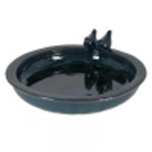 Bird Bath Ceramic Round Petrol