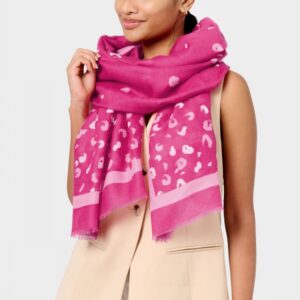 Foil Scarf Leopard Brush Stroke Magenta/Rose