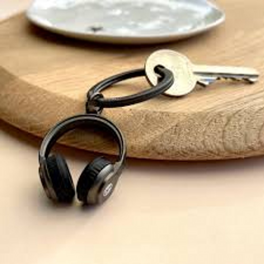 Black Headphones Keyring