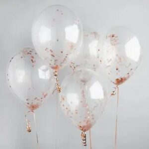 Rose Gold Confetti Filled 12 " Latex Balloons Pack Of 5