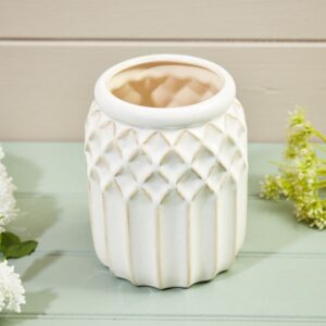 Etta Diamond Urn Vase Cream Embossed