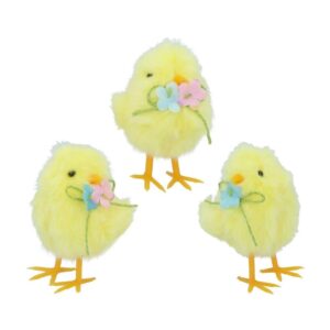 Fluffy Chick W Flower Bow Orn